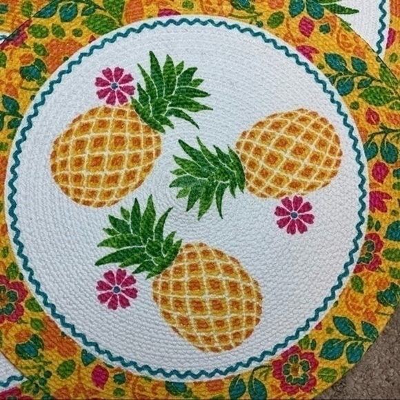 Kay Dee Design Summer Fun braided pineapple round placemat set 4 NEW - Picture 2 of 6